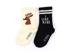 Mini Rodini strømper hike deer black (2-pack)